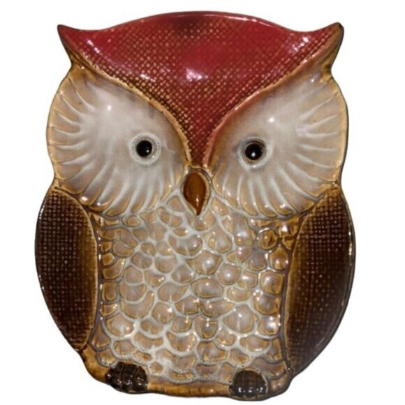 Owl Kitchen Dinning Functional Decor Artisan Glazed Hand Painted Ceramic 4 Piece - Picture 6 of 16
